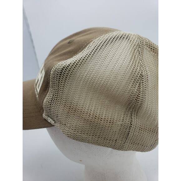 Hornady Logo 6-panel Snapback Truckers Hat Adjustable Reloading Cap Brown Beige - Picture 7 of 13